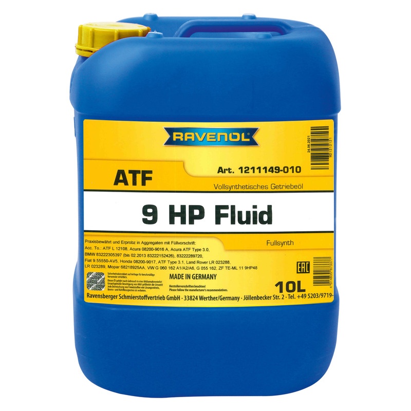 Трансмиссионное масло RAVENOL ATF 9HP Fluid (10л) фото 1