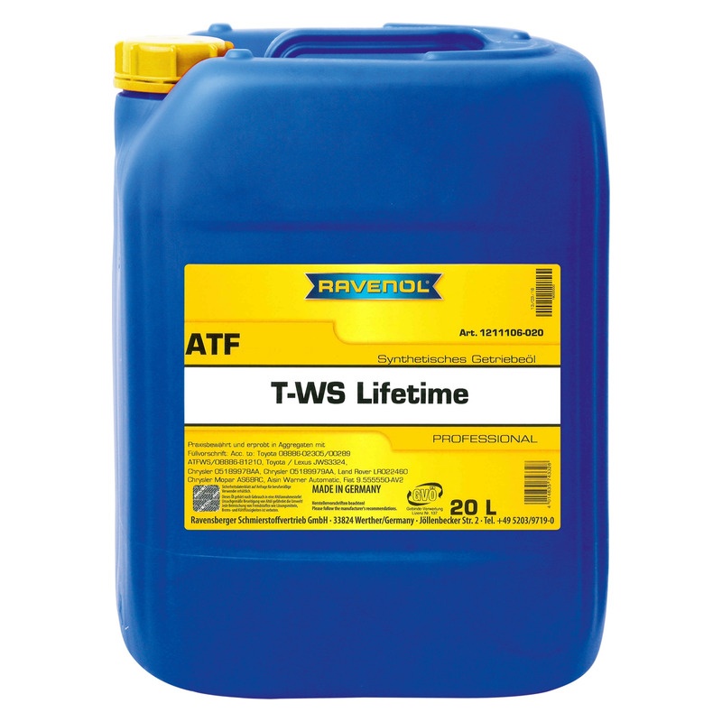 Трансмиссионное масло RAVENOL ATF T-WS Lifetime (20л) фото 1
