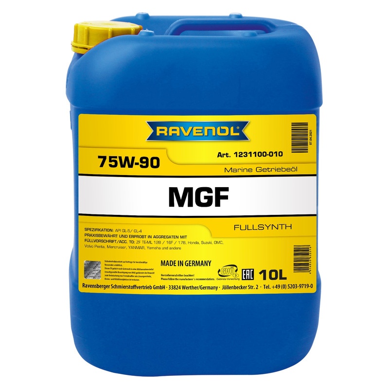 Трансмиссионное масло RAVENOL MARINE Gear Fullsynth. MGF SAE 75W-90 (10л) фото 1