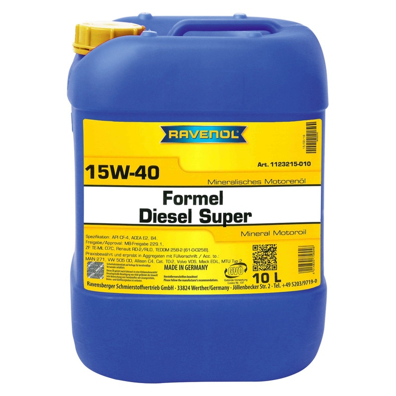 Моторное масло RAVENOL Formel Diesel Super SAE 15W-40 (10л) фото 1