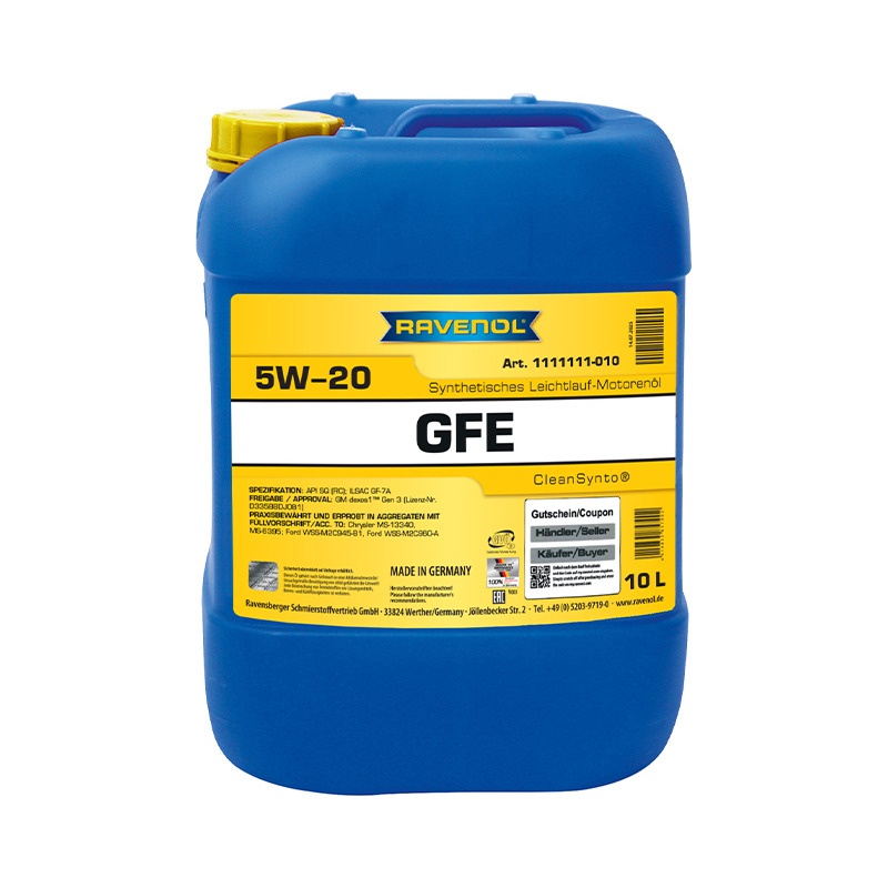 Моторное масло RAVENOL GFE SAE 5W-20 (10л) фото 1
