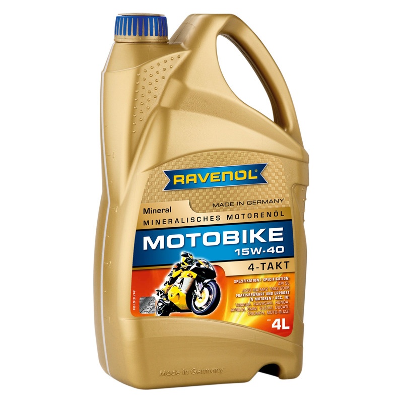 Моторное масло RAVENOL Motobike 4-T Mineral SAE 15W-40 (4л) фото 1