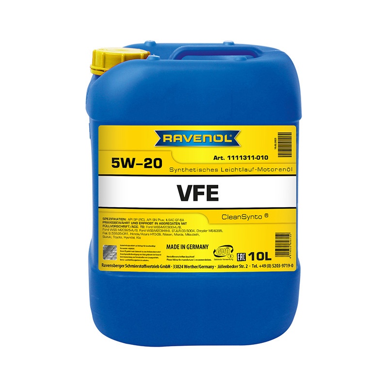 Моторное масло RAVENOL VFE SAE 5W-20 (10л) фото 1