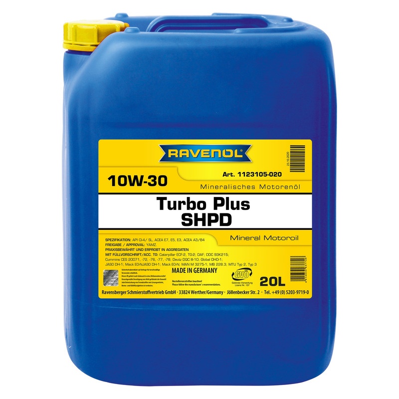 Моторное масло RAVENOL Turbo plus SHPD SAE 10W-30 (20л) фото 1