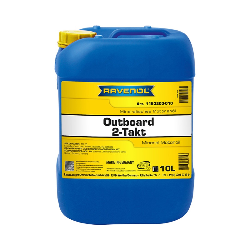 Моторное масло для 2Т лод.моторов RAVENOL Outboardoel 2T Mineral (10л) фото 1